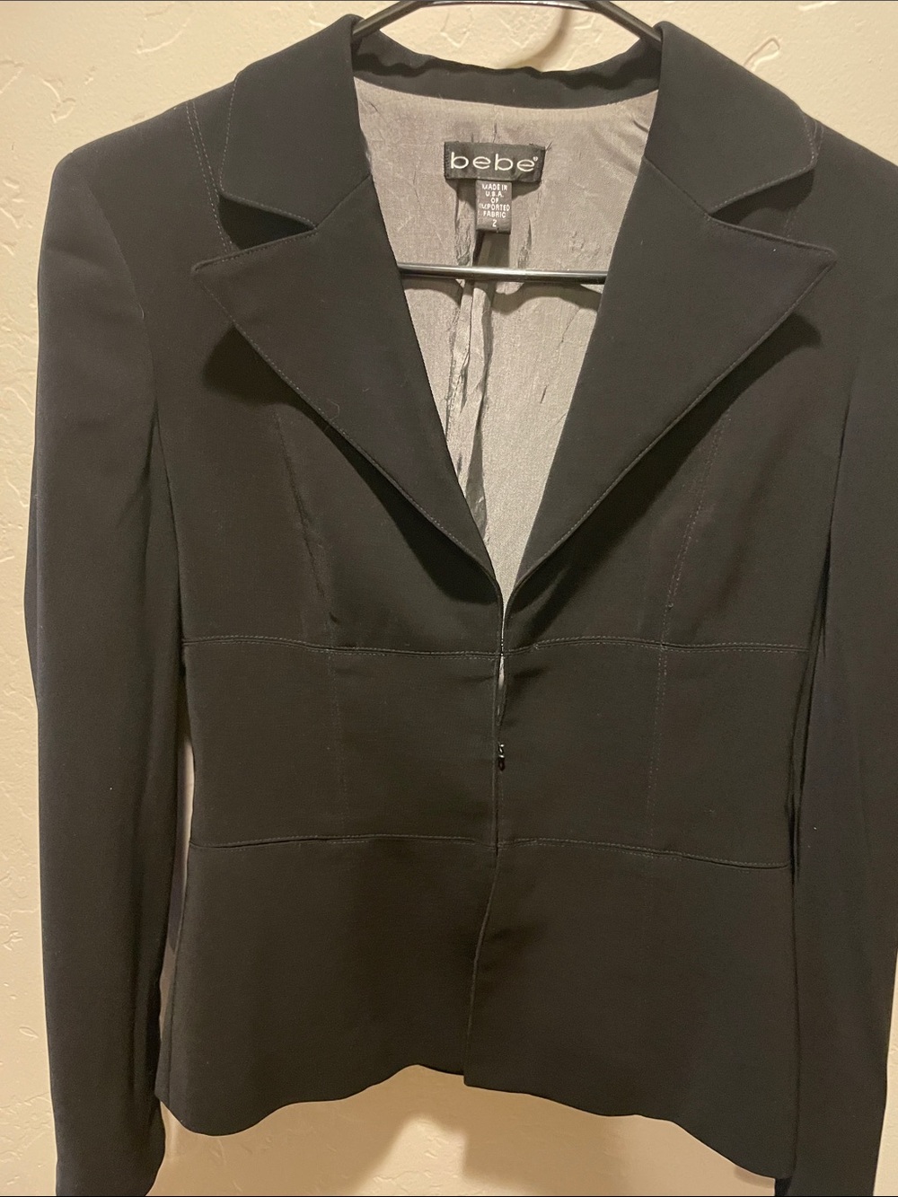 bebe Black Fitted Notch-Lapel Blazer Y2K